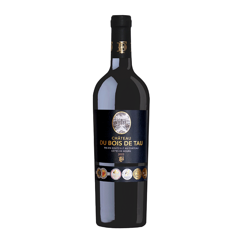 Bottle of Ch&acirc;teau du Bois de Tau C&ocirc;tes de Bourg 2022 red wine.